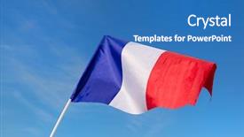  Presentation with sky blue - Slide deck featuring little french flag against blue background and a teal colored foreground