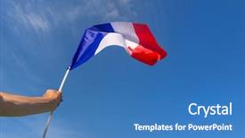  Presentation with free romania flag - Cool new slides with little french flag in hand backdrop and a teal colored foreground