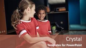  Presentation with children sport - Theme with little-friends-posing-together background and a coral colored foreground