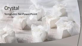  Presentation with gift - Beautiful slides featuring object lace bow - little gift boxes for wedding backdrop and a light gray colored foreground
