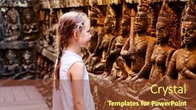  Presentation with archaeological - Beautiful presentation featuring little-girl-admiring-bas-reliefs backdrop and a tawny brown colored foreground