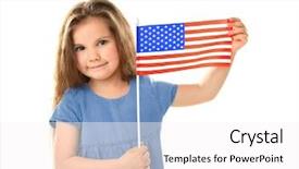  Presentation with american flag - Colorful PPT layouts enhanced with little girl and american flag backdrop and a  colored foreground