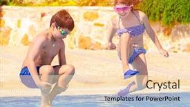  Presentation with cold water - Beautiful theme featuring little girl and boy jumping backdrop and a lemonade colored foreground