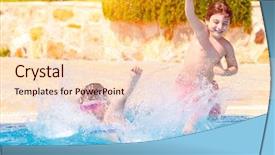  Presentation with cold water - Slide deck featuring little girl and boy jumping background and a lemonade colored foreground