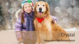  Presentation with golden - Slides having little girl and golden retriever background and a coral colored foreground