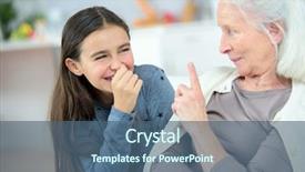  Presentation with grandma - Cool new presentation design with little girl and grandma whispering backdrop and a  colored foreground