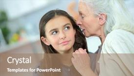  Presentation with grandma - Beautiful slides featuring eavesdropping - little girl and grandma whispering backdrop and a coral colored foreground