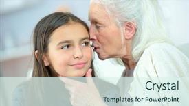  Presentation with grandma - Colorful slide set enhanced with eavesdropping - little girl and grandma whispering backdrop and a sky blue colored foreground