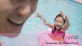  Presentation with splashing - Presentation theme consisting of little girl and her father splashing in pool background and a lemonade colored foreground