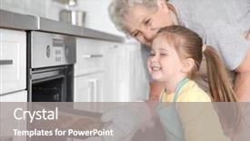  Presentation with cute - Theme enhanced with little girl and her grandmother background and a gray colored foreground