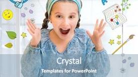  Presentation with is waving her magic wand - Colorful PPT theme enhanced with little girl and her magic backdrop and a teal colored foreground