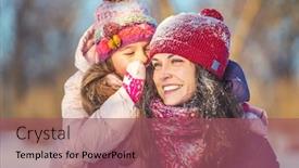  Presentation with outdoors - Audience pleasing PPT theme consisting of little-girl-and-her-mother backdrop and a violet colored foreground