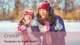  Presentation with outdoors - Presentation design consisting of little-girl-and-her-mother background and a coral colored foreground