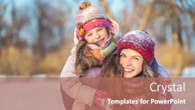  Presentation with outdoors - Beautiful theme featuring little-girl-and-her-mother backdrop and a coral colored foreground