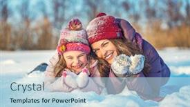  Presentation with outdoors - PPT layouts with little-girl-and-her-mother background and a light blue colored foreground