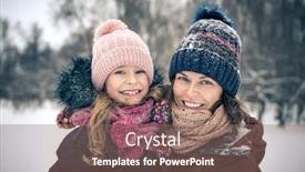  Presentation with winter - PPT theme consisting of little-girl-and-her-mother background and a violet colored foreground