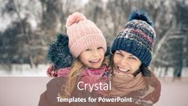  Presentation with outdoors - Slides with little-girl-and-her-mother background and a coral colored foreground