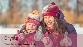  Presentation with outdoors - Audience pleasing PPT theme consisting of little-girl-and-her-mother backdrop and a coral colored foreground