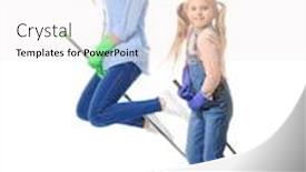  Presentation with tools - Slide set enhanced with little-girl-and-her-mother background and a sky blue colored foreground