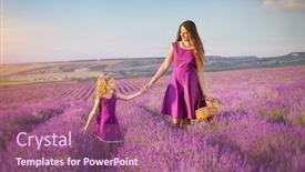  Presentation with lavender - Audience pleasing PPT theme consisting of little-girl-and-mother-walking backdrop and a violet colored foreground