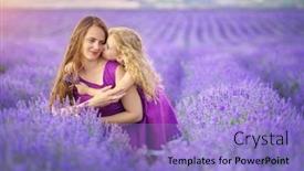  Presentation with lavender - Slide deck having little-girl-and-mother background and a light blue colored foreground