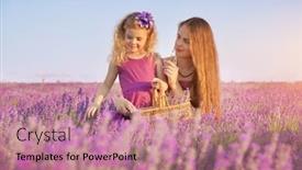  Presentation with lavender - Cool new slide deck with little-girl-and-mother backdrop and a coral colored foreground