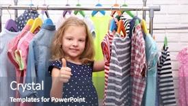  Presentation with clothes - Slide deck enhanced with little girl and new clothes background and a ocean colored foreground