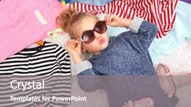  Presentation with brainstorming top view - Beautiful slides featuring little girl and new clothes backdrop and a gray colored foreground