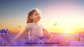  Presentation with iris - Presentation theme enhanced with little girl and purple iris background and a coral colored foreground