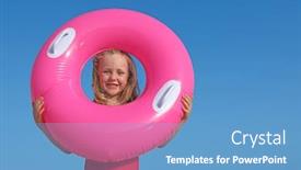  Presentation with rubber - Slides consisting of little-girl-and-rubber-ring background and a teal colored foreground
