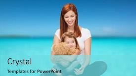  Presentation with parenting - Cool new PPT theme with little girl and teddy bear backdrop and a arctic colored foreground