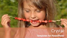  Presentation with straw - Colorful PPT theme enhanced with little-girl-and-wild-strawberrry and a  colored foreground