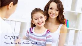  Presentation with examination - Audience pleasing theme consisting of little girl and young doctor in hospital having examination backdrop and a sky blue colored foreground