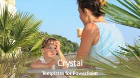  Presentation with eat - Colorful presentation theme enhanced with little girl and young woman eat ice-cream near palm trees on resort looking against each other backdrop and a coral colored foreground
