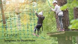  Presentation with adventure - Amazing slide deck having little-girl-at-adventure-park backdrop and a seafoam green colored foreground