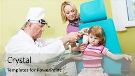  Presentation with medical ear nose throat vertigo - Beautiful theme featuring little girl at ear nose backdrop and a light gray colored foreground