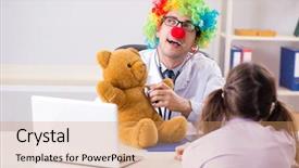  Presentation with pediatrician - Presentation design featuring little girl at regular background and a coral colored foreground