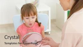  Presentation with speech therapy swallowing - Audience pleasing presentation design consisting of little girl at speech therapist backdrop and a coral colored foreground