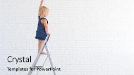  Presentation with paint white brick wall - Audience pleasing slide set consisting of little girl at the ladder backdrop and a white colored foreground