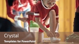  Presentation with locker room - Slides having little-girl-at-the-locker background and a violet colored foreground