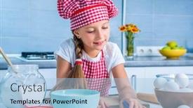  Presentation with girl reading - Slides having little-girl-baker-reading background and a light blue colored foreground