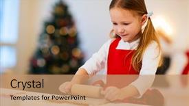  Presentation with baking cookies - Presentation theme consisting of little girl baking christmas cookies background and a coral colored foreground