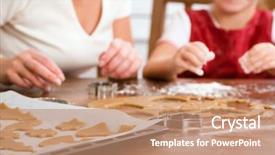  Presentation with baking cookies - Cool new presentation theme with little girl baking christmas cookies backdrop and a coral colored foreground