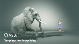 Presentation with elephant - PPT layouts consisting of little-girl-balancing background and a gray colored foreground