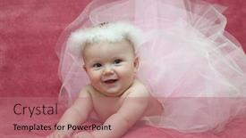  Presentation with ballerina - Beautiful theme featuring little-girl-ballerina-baby-lying backdrop and a coral colored foreground