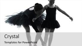 Presentation with ballet - PPT layouts featuring little girl ballerina ballet dance background and a light gray colored foreground