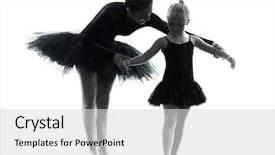  Presentation with ballerina - Beautiful presentation theme featuring little girl ballerina ballet backdrop and a light gray colored foreground