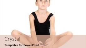  Presentation with ballerina - PPT theme having little girl ballerina isolated on white background and a coral colored foreground