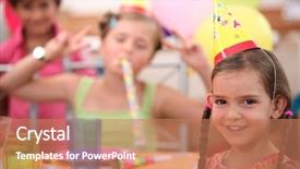  Presentation with birthday boy - Cool new presentation theme with little girl birthday party backdrop and a coral colored foreground