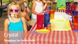  Presentation with retirement party invitation 65th birthday - Amazing slides having little girl blowing paper party backdrop and a coral colored foreground